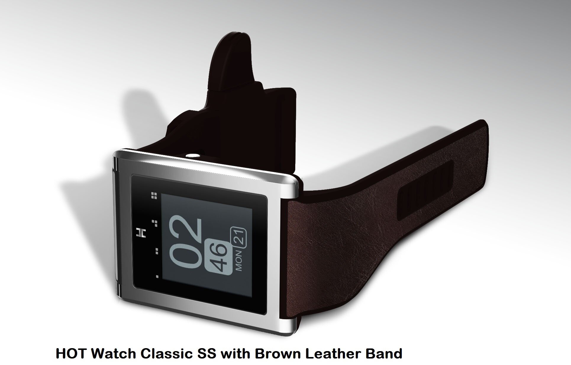 HOT Smart Watch Classic SS with Brown Leather Band