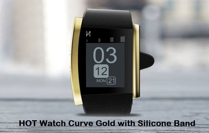 HOT Smart Watch Curve Gold with Silicone Band